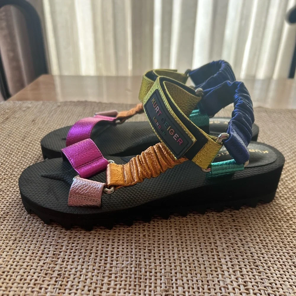 Kurt Geiger London Orion Slingback Metallic Rainbow Platform Sandal. 36.5) 5.5-6 - Picture 9 of 11